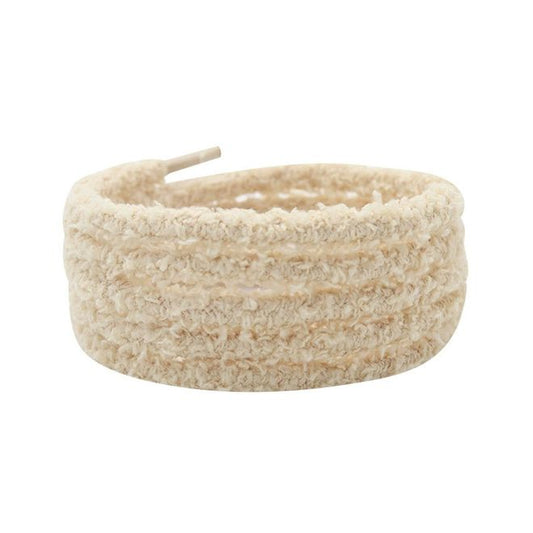 1 Paar runde Plüsch Schnürsenkel (Ø 7 mm, Länge 140 cm) - Teddy Touch Collection - hellbeige - Schuhbaendel.ch