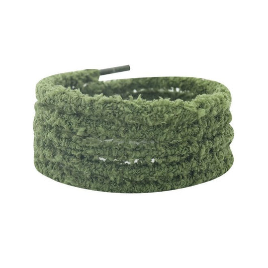 1 Paar runde Plüsch Schnürsenkel (Ø 7 mm, Länge 140 cm) - Teddy Touch Collection - smaragdgrün - Schuhbaendel.ch