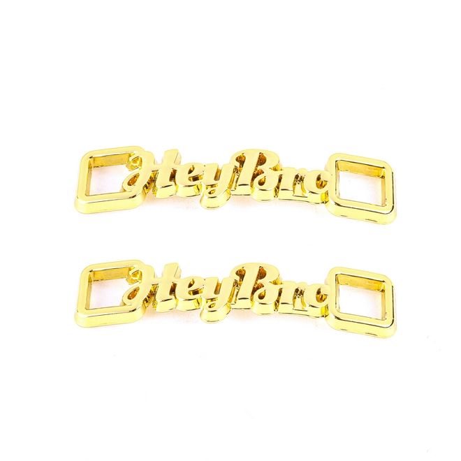 1 paire de clips pour lacets « Hey Bro » - pendentif décoratif en métal pour baskets - doré