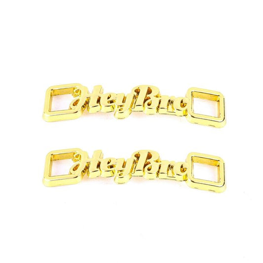 1 paire de clips pour lacets « Hey Bro » - pendentif décoratif en métal pour baskets - doré