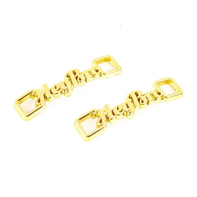 1 paire de clips pour lacets « Hey Bro » - pendentif décoratif en métal pour baskets - doré