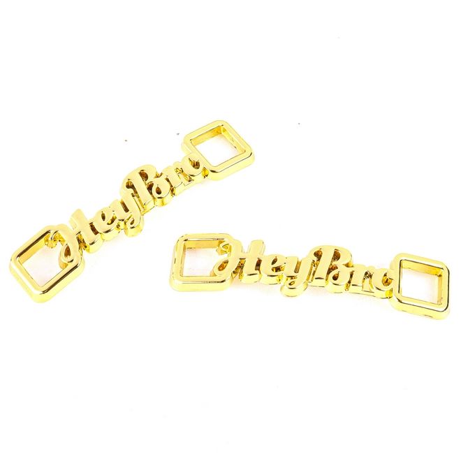 1 paire de clips pour lacets « Hey Bro » - pendentif décoratif en métal pour baskets - doré