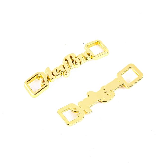 1 paire de clips pour lacets « Hey Bro » - pendentif décoratif en métal pour baskets - doré