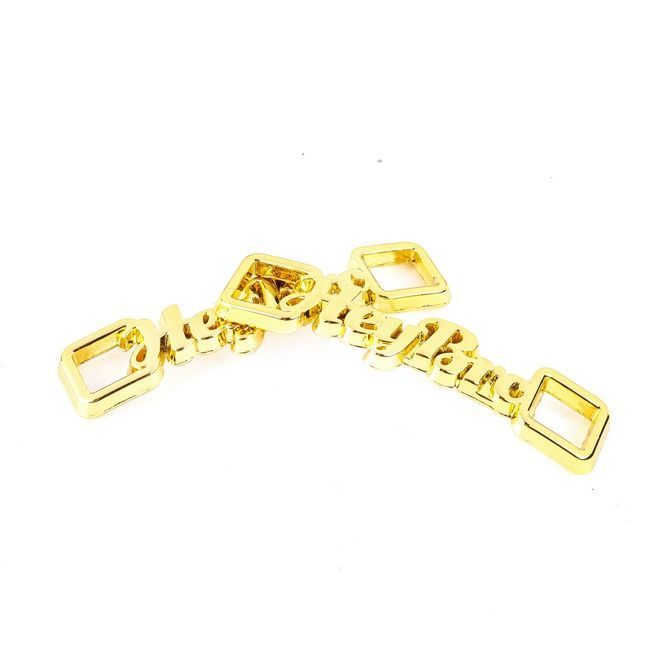 1 paire de clips pour lacets « Hey Bro » - pendentif décoratif en métal pour baskets - doré