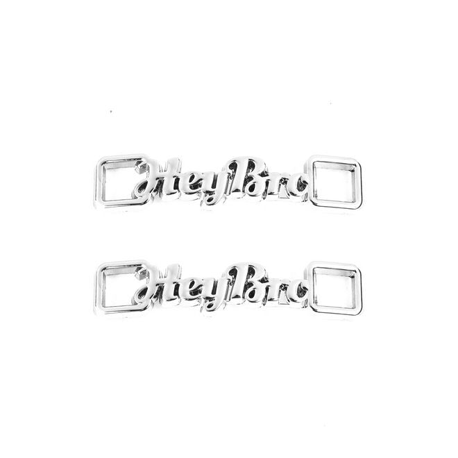 1 paire de clips pour lacets « Hey Bro » - pendentif décoratif en métal pour baskets - argenté