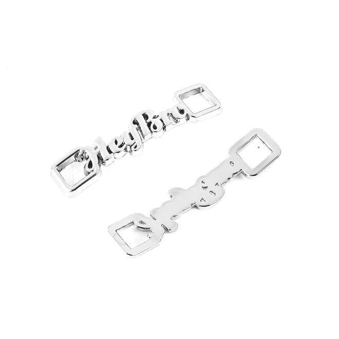 1 paire de clips pour lacets « Hey Bro » - pendentif décoratif en métal pour baskets - argenté