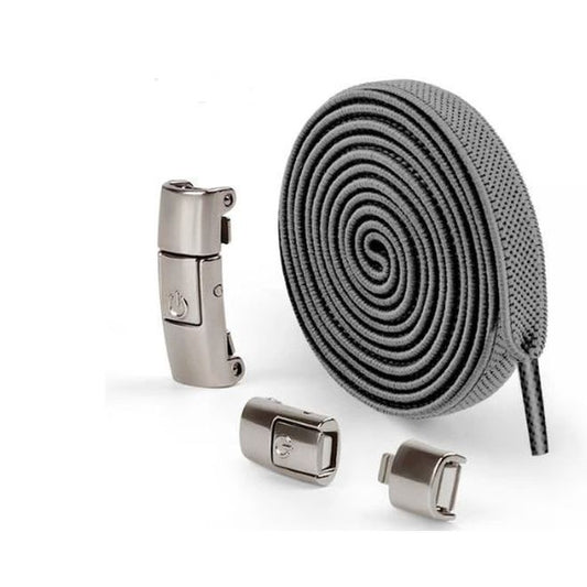 1 Paar Elastische Schnürsenkel ohne binden 100 cm - mit Druckknopf-Verschluss - Press Lock Series - dunkelgrau - Schuhbaendel.ch