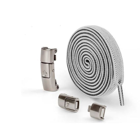 1 Paar Elastische Schnürsenkel ohne binden 100 cm - mit Druckknopf-Verschluss - Press Lock Series - hellgrau - Schuhbaendel.ch