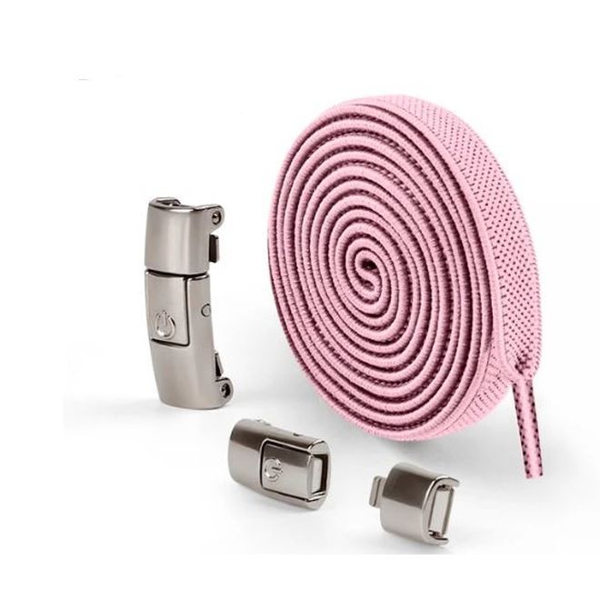 1 Paar Elastische Schnürsenkel ohne binden 100 cm - mit Druckknopf-Verschluss - Press Lock Series - rosa - Schuhbaendel.ch