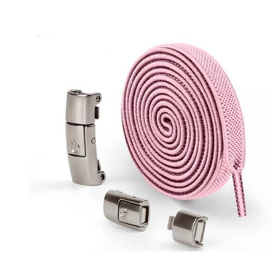 1 Paar Elastische Schnürsenkel ohne binden 100 cm - mit Druckknopf-Verschluss - Press Lock Series - rosa - Schuhbaendel.ch