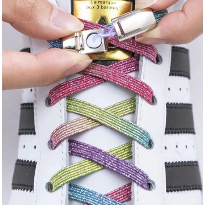 1 Paar Elastische Schnürsenkel ohne binden - mit Magnet-Verschluss - bequem und schnell - candy - Schuhbaendel.ch