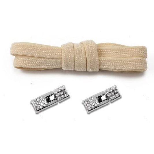 1 Paar Elastische Schnürsenkel ohne binden - mit Schnell-Verschluss - Elastic Bling Series - beige - Schuhbaendel.ch
