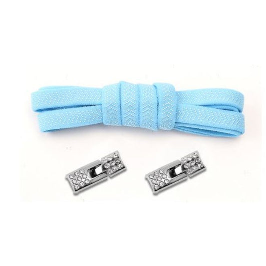 1 Paar Elastische Schnürsenkel ohne binden - mit Schnell-Verschluss - Elastic Bling Series - hellblau - Schuhbaendel.ch