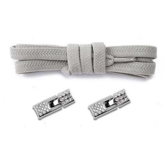 1 Paar Elastische Schnürsenkel ohne binden - mit Schnell-Verschluss - Elastic Bling Series - hellgrau - Schuhbaendel.ch