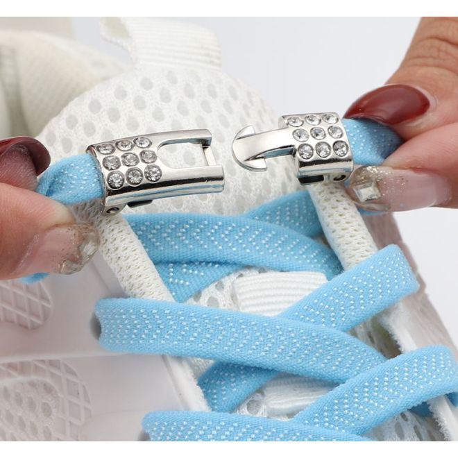 1 Paar Elastische Schnürsenkel ohne binden - mit Schnell-Verschluss - Elastic Bling Series - hellgrau - Schuhbaendel.ch