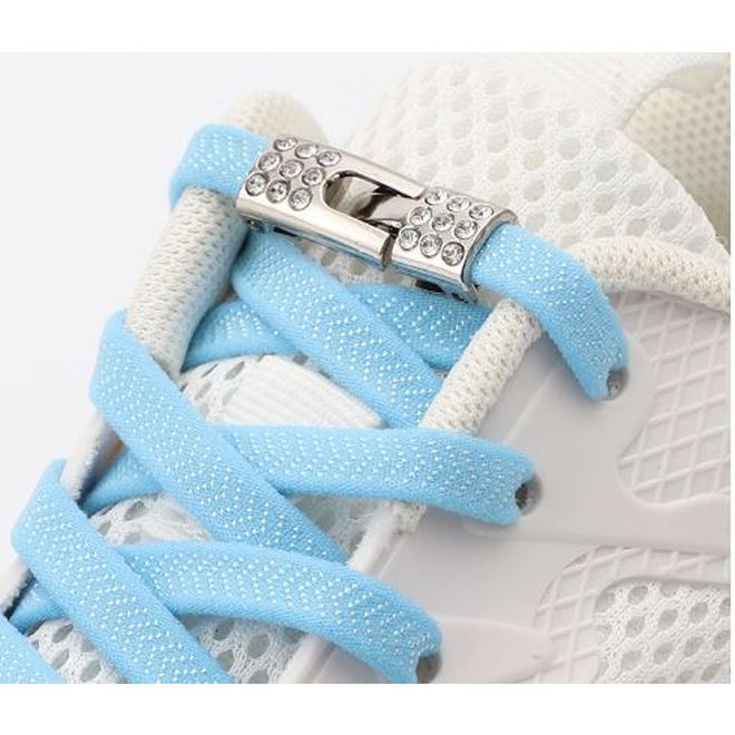 1 Paar Elastische Schnürsenkel ohne binden - mit Schnell-Verschluss - Elastic Bling Series - hellgrau - Schuhbaendel.ch