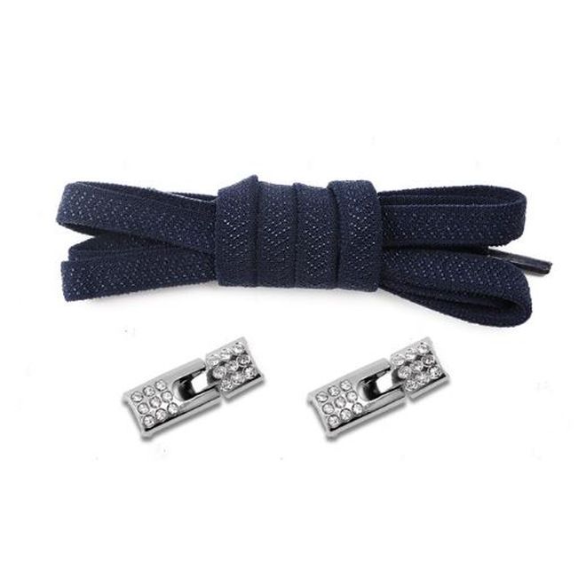 1 Paar Elastische Schnürsenkel ohne binden - mit Schnell-Verschluss - Elastic Bling Series - navy - Schuhbaendel.ch