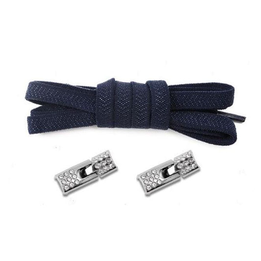 1 Paar Elastische Schnürsenkel ohne binden - mit Schnell-Verschluss - Elastic Bling Series - navy - Schuhbaendel.ch