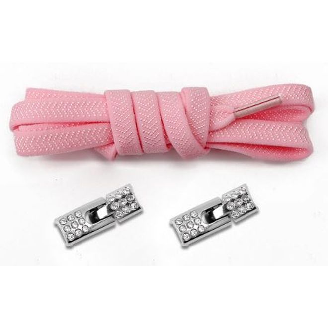 1 Paar Elastische Schnürsenkel ohne binden - mit Schnell-Verschluss - Elastic Bling Series - rosa - Schuhbaendel.ch
