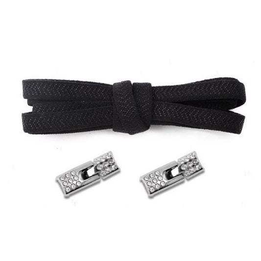 1 Paar Elastische Schnürsenkel ohne binden - mit Schnell-Verschluss - Elastic Bling Series - schwarz - Schuhbaendel.ch