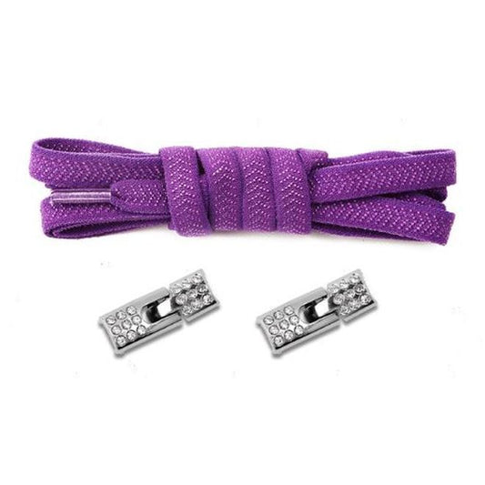 1 Paar Elastische Schnürsenkel ohne binden - mit Schnell-Verschluss - Elastic Bling Series - violett - Schuhbaendel.ch