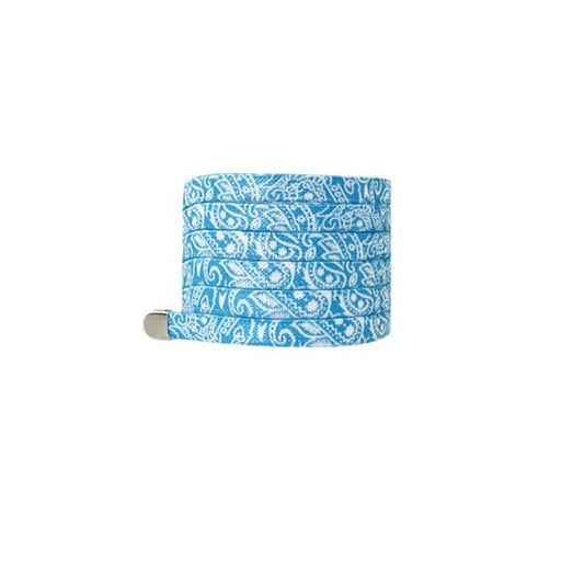 1 Paar flache elastische Schnürsenkel ohne binden (100 cm lang, 8 mm breit) - Bandana Vibes - himmelblau/weiss - Schuhbaendel.ch