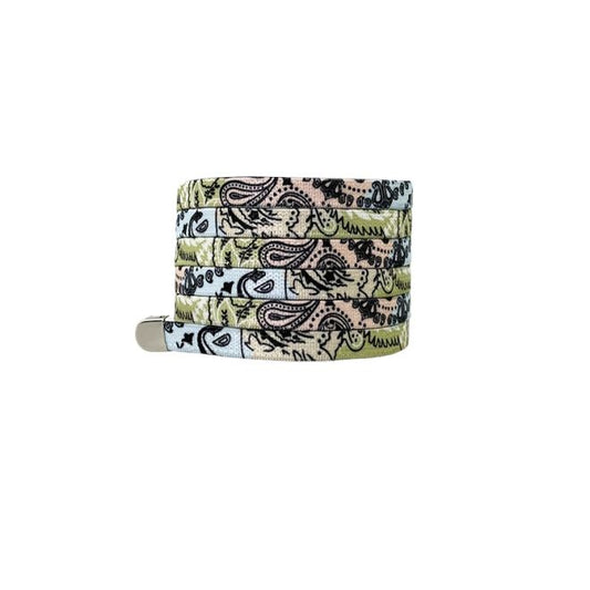 1 Paar flache elastische Schnürsenkel ohne binden (100 cm lang, 8 mm breit) - Bandana Vibes - mehrfarbig/Muster - v1 - Schuhbaendel.ch