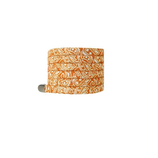 1 Paar flache elastische Schnürsenkel ohne binden (100 cm lang, 8 mm breit) - Bandana Vibes - orange - Schuhbaendel.ch