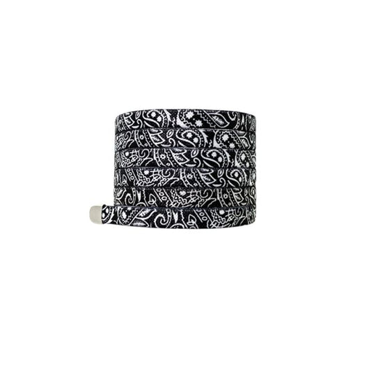 1 Paar flache elastische Schnürsenkel ohne binden (100 cm lang, 8 mm breit) - Bandana Vibes - schwarz - Schuhbaendel.ch