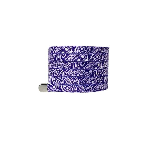 1 Paar flache elastische Schnürsenkel ohne binden (100 cm lang, 8 mm breit) - Bandana Vibes - violett - Schuhbaendel.ch