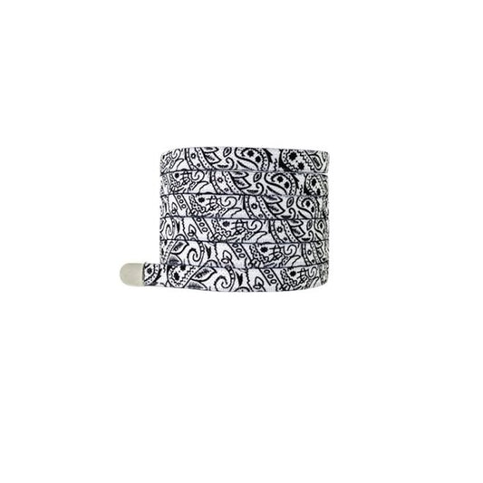 1 Paar flache elastische Schnürsenkel ohne binden (100 cm lang, 8 mm breit) - Bandana Vibes - weiss - Schuhbaendel.ch