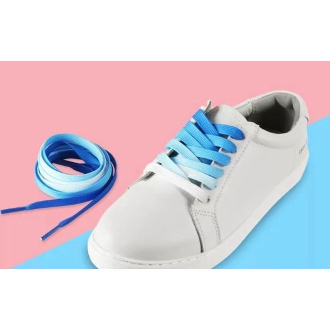 1 Paar Flache Schnürsenkel mt Farbverlauf 120 cm - für festen und sicheren Sitz im Schuh - Casual Shoes Series - hellblau - Schuhbaendel.ch