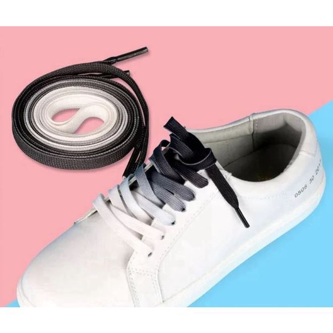 1 Paar Flache Schnürsenkel mt Farbverlauf 120 cm - für festen und sicheren Sitz im Schuh - Casual Shoes Series - schwarz - Schuhbaendel.ch
