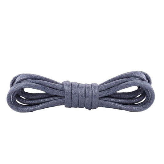 1 Paar gewachste runde Baumwoll Schnürsenkel (Ø 2.5 mm, Länge 120 cm) für elegante Schuhe mit 6-8 Ösenpaaren - grau - Schuhbaendel.ch