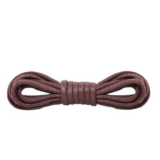 1 Paar gewachste runde Baumwoll Schnürsenkel (Ø 2.5 mm, Länge 120 cm) für elegante Schuhe mit 6-8 Ösenpaaren - kaffeebraun - Schuhbaendel.ch
