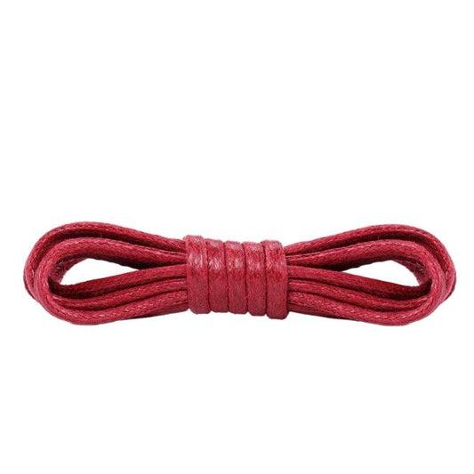 1 Paar gewachste runde Baumwoll Schnürsenkel (Ø 2.5 mm, Länge 120 cm) für elegante Schuhe mit 6-8 Ösenpaaren - purpurrot - Schuhbaendel.ch