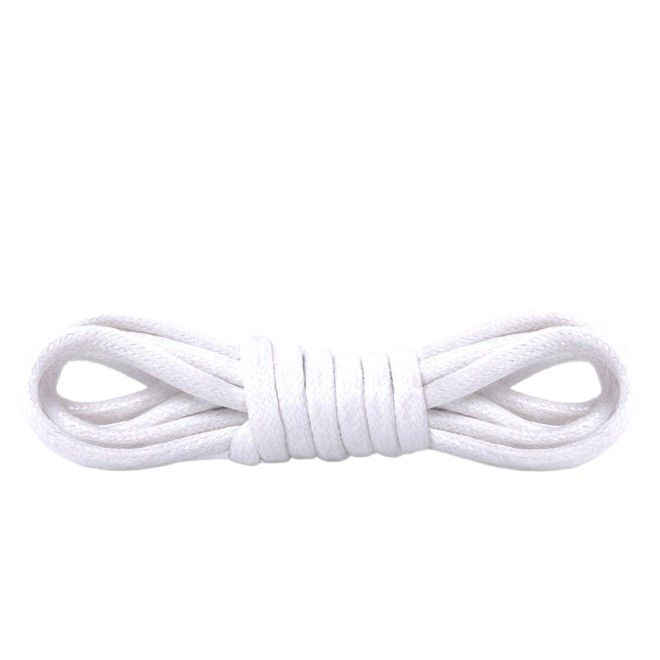 1 Paar gewachste runde Baumwoll Schnürsenkel (Ø 2.5 mm, Länge 120 cm) für elegante Schuhe mit 6-8 Ösenpaaren - weiss - Schuhbaendel.ch