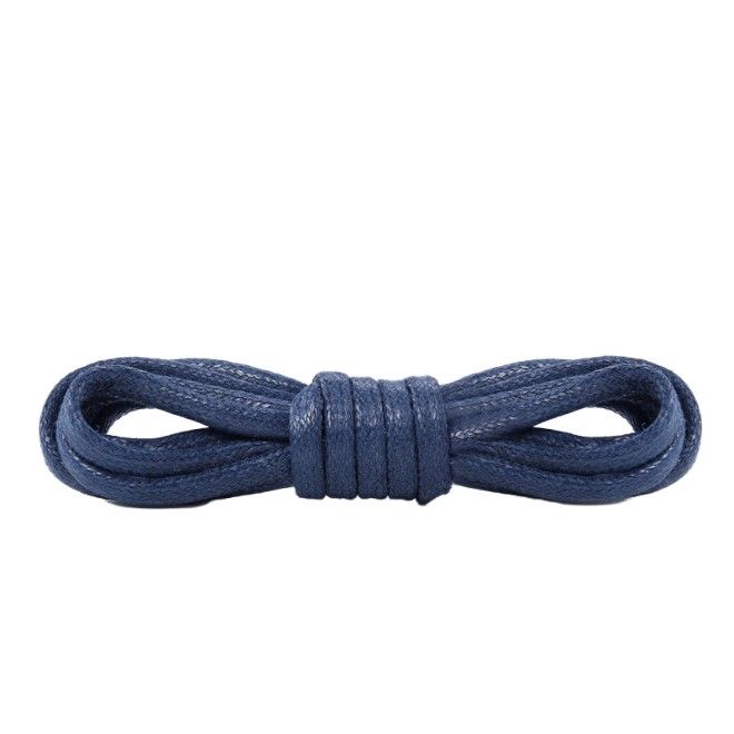 1 Paar gewachste runde Baumwoll Schnürsenkel (Ø 2.5 mm, Länge 60 cm) für elegante Schuhe mit 2-4 Ösenpaaren - blau - Schuhbaendel.ch