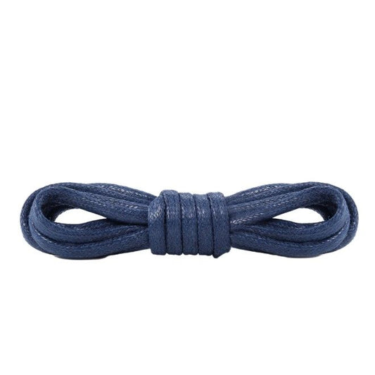 1 Paar gewachste runde Baumwoll Schnürsenkel (Ø 2.5 mm, Länge 60 cm) für elegante Schuhe mit 2-4 Ösenpaaren - blau - Schuhbaendel.ch