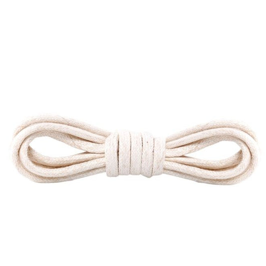 1 Paar gewachste runde Baumwoll Schnürsenkel (Ø 2.5 mm, Länge 60 cm) für elegante Schuhe mit 2-4 Ösenpaaren - cremeweiss - Schuhbaendel.ch
