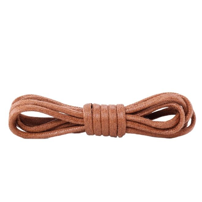1 Paar gewachste runde Baumwoll Schnürsenkel (Ø 2.5 mm, Länge 60 cm) für elegante Schuhe mit 2-4 Ösenpaaren - gelbbraun - Schuhbaendel.ch