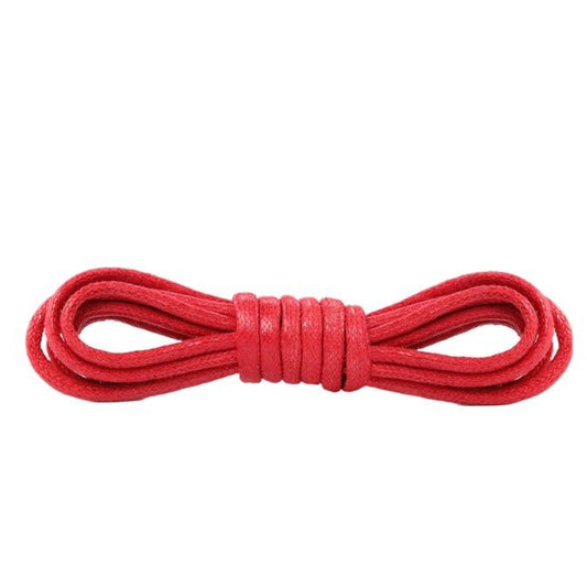 1 Paar gewachste runde Baumwoll Schnürsenkel (Ø 2.5 mm, Länge 60 cm) für elegante Schuhe mit 2-4 Ösenpaaren - rot - Schuhbaendel.ch
