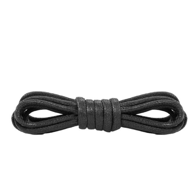 1 Paar gewachste runde Baumwoll Schnürsenkel (Ø 2.5 mm, Länge 60 cm) für elegante Schuhe mit 2-4 Ösenpaaren - schwarz - Schuhbaendel.ch