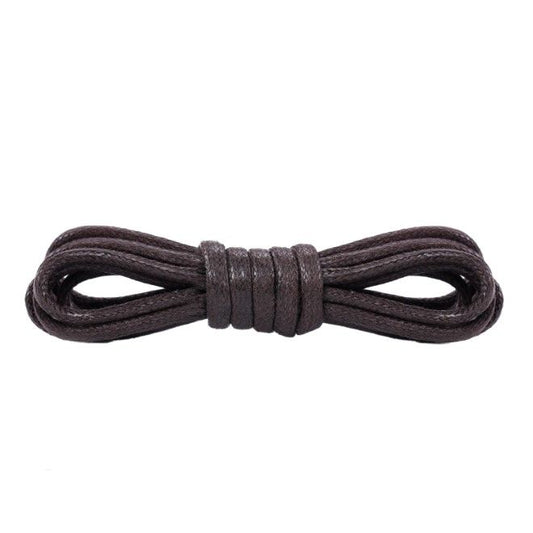 1 Paar gewachste runde Baumwoll Schnürsenkel (Ø 2.5 mm, Länge 60 cm) für elegante Schuhe mit 2-4 Ösenpaaren - schwarzbraun - Schuhbaendel.ch