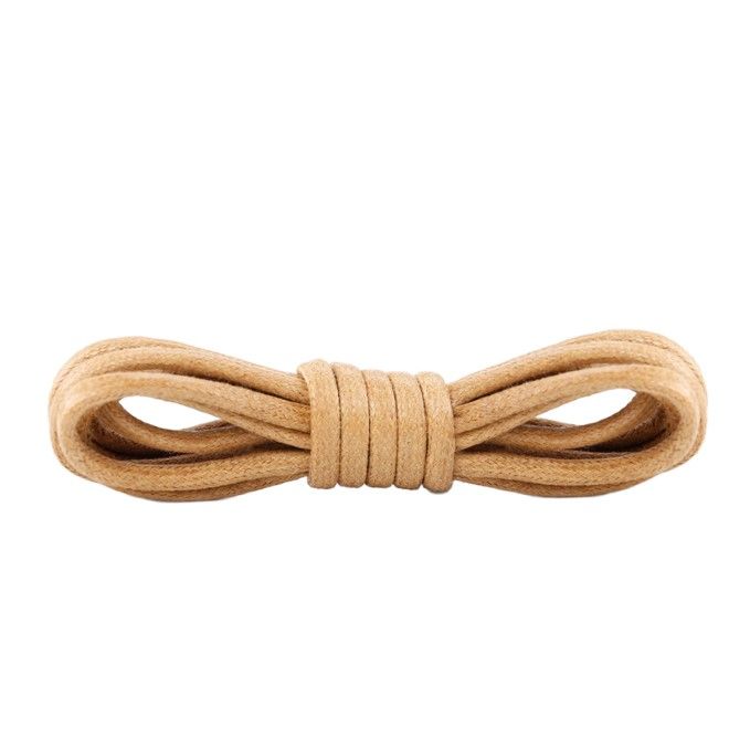 1 Paar gewachste runde Baumwoll Schnürsenkel (Ø 2.5 mm, Länge 90 cm) für elegante Schuhe mit 4-6 Ösenpaaren - khaki - Schuhbaendel.ch