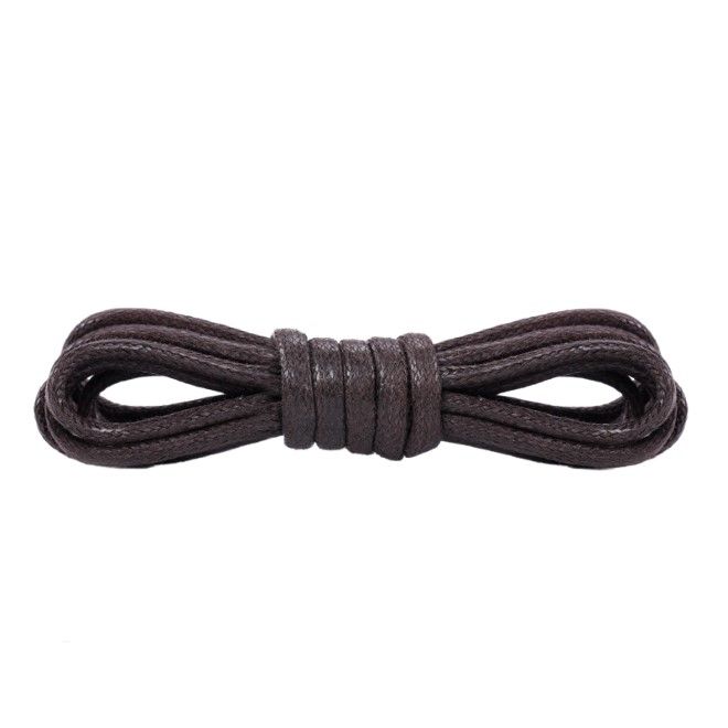 1 Paar gewachste runde Baumwoll Schnürsenkel (Ø 2.5 mm, Länge 90 cm) für elegante Schuhe mit 4-6 Ösenpaaren - schwarzbraun - Schuhbaendel.ch