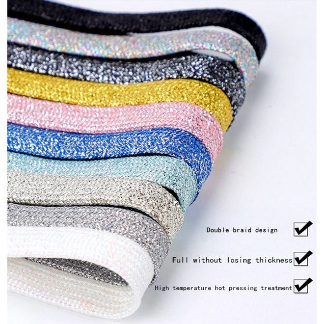 1 Paar Glitzernde Schnürsenkel 120 cm - für festen und sicheren Sitz im Schuh - Glitter Series - schwarz - Schuhbaendel.ch