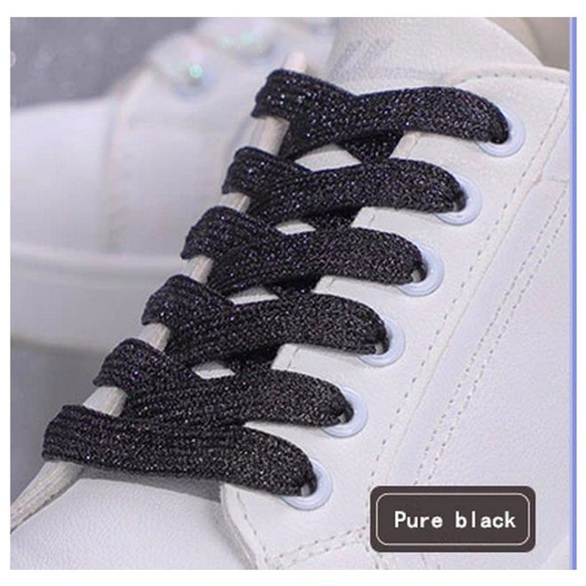1 Paar Glitzernde Schnürsenkel 120 cm - für festen und sicheren Sitz im Schuh - Glitter Series - schwarz - Schuhbaendel.ch