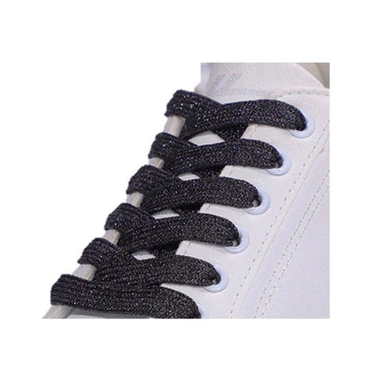 1 Paar Glitzernde Schnürsenkel 120 cm - für festen und sicheren Sitz im Schuh - Glitter Series - schwarz - Schuhbaendel.ch