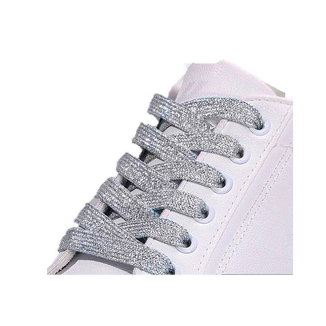 1 Paar Glitzernde Schnürsenkel 120 cm - für festen und sicheren Sitz im Schuh - Glitter Series - silber - Schuhbaendel.ch